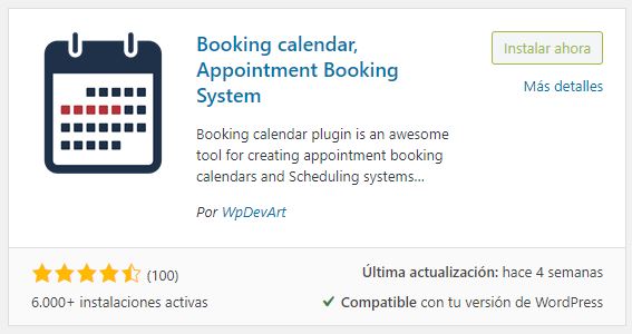 Booking calendar, Appointment Booking System- Plugin de gestión de citas en WordPress