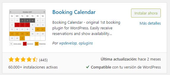 Booking calendar Original - Plugin de gestión de citas en WordPress
